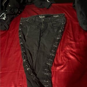 BOLD elements Black Skinny Jeans with Lace-Up Detail